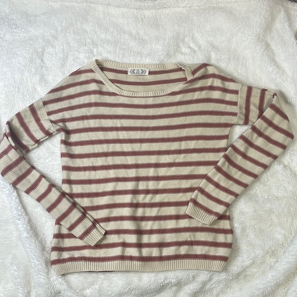 Pink Rose Striped Sweater